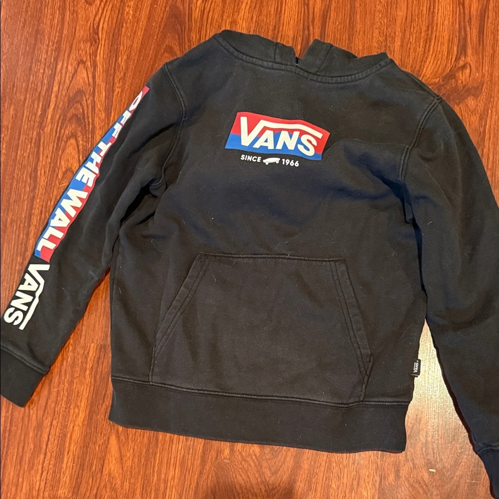 Vans Kids Black Sweatshirt with Red and Blue Logo